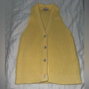 Madewell Pale Yellow Ribbed Button-Front Sweater Vest